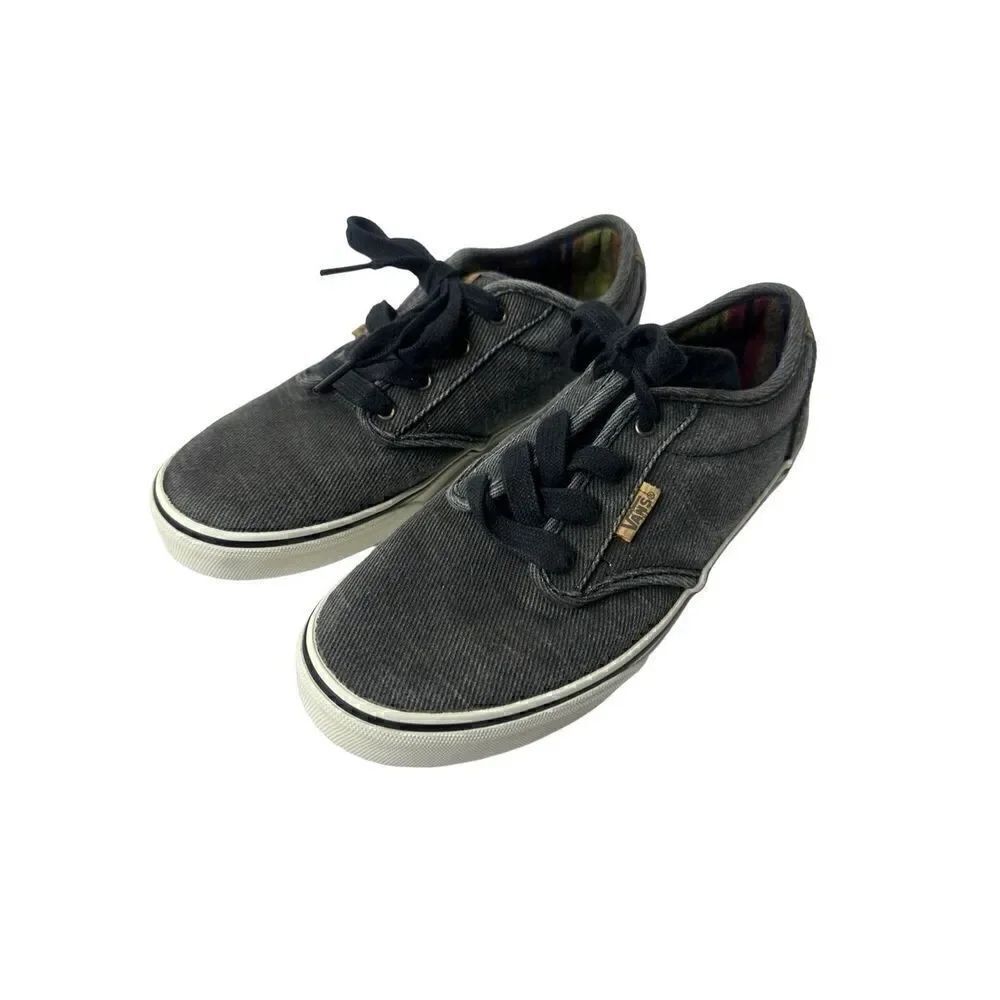 Vans Off The Wall Gray/Black Factory Faded Skate Shoe Cork Branding YOUTH Size 5